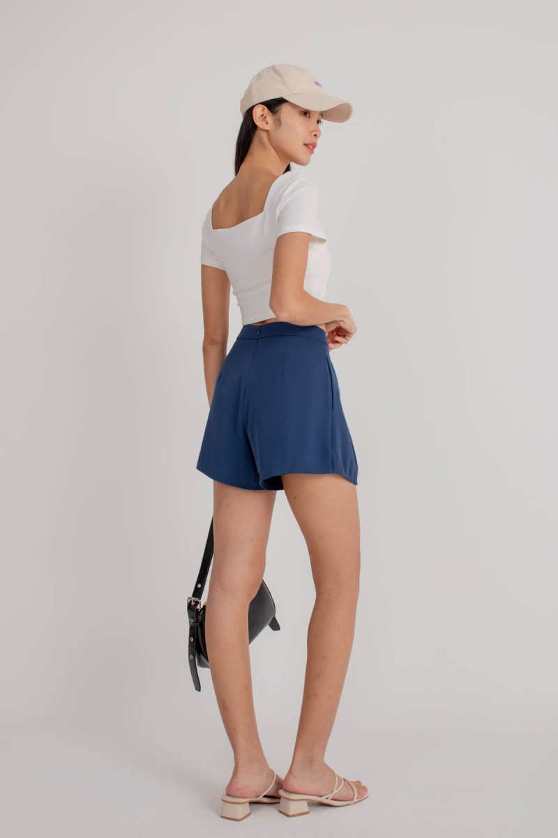 RESTOCK2: Transition Pleated Flare Shorts in Royal Blue