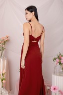 BACKORDERS3: Liessa Ruched Twist Maxi in Wine