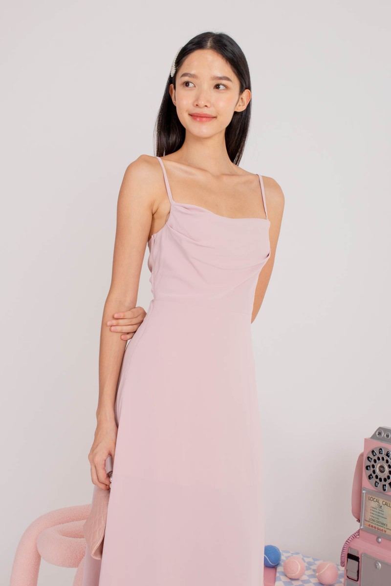 BACKORDERS3: Liessa Ruched Twist Maxi in Pink