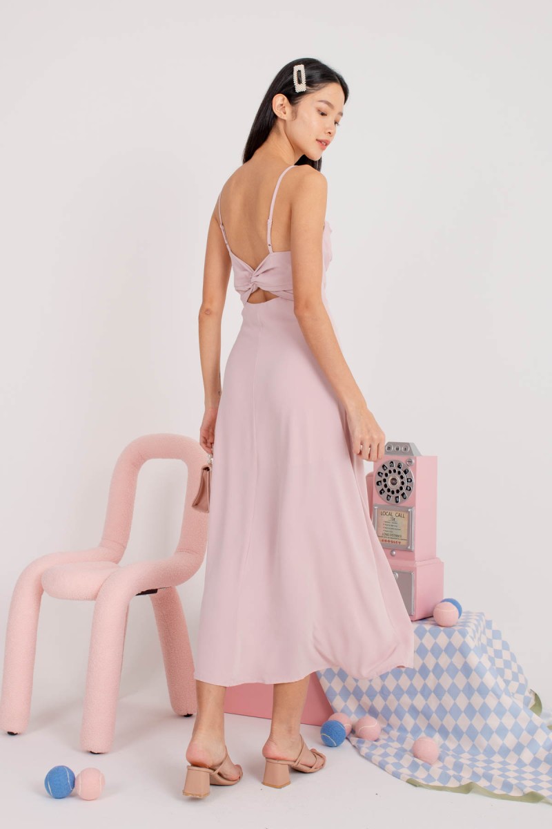 BACKORDERS3: Liessa Ruched Twist Maxi in Pink