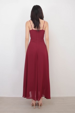 RESTOCK8: Yasmin Wrap Maxi Dress in Wine Red