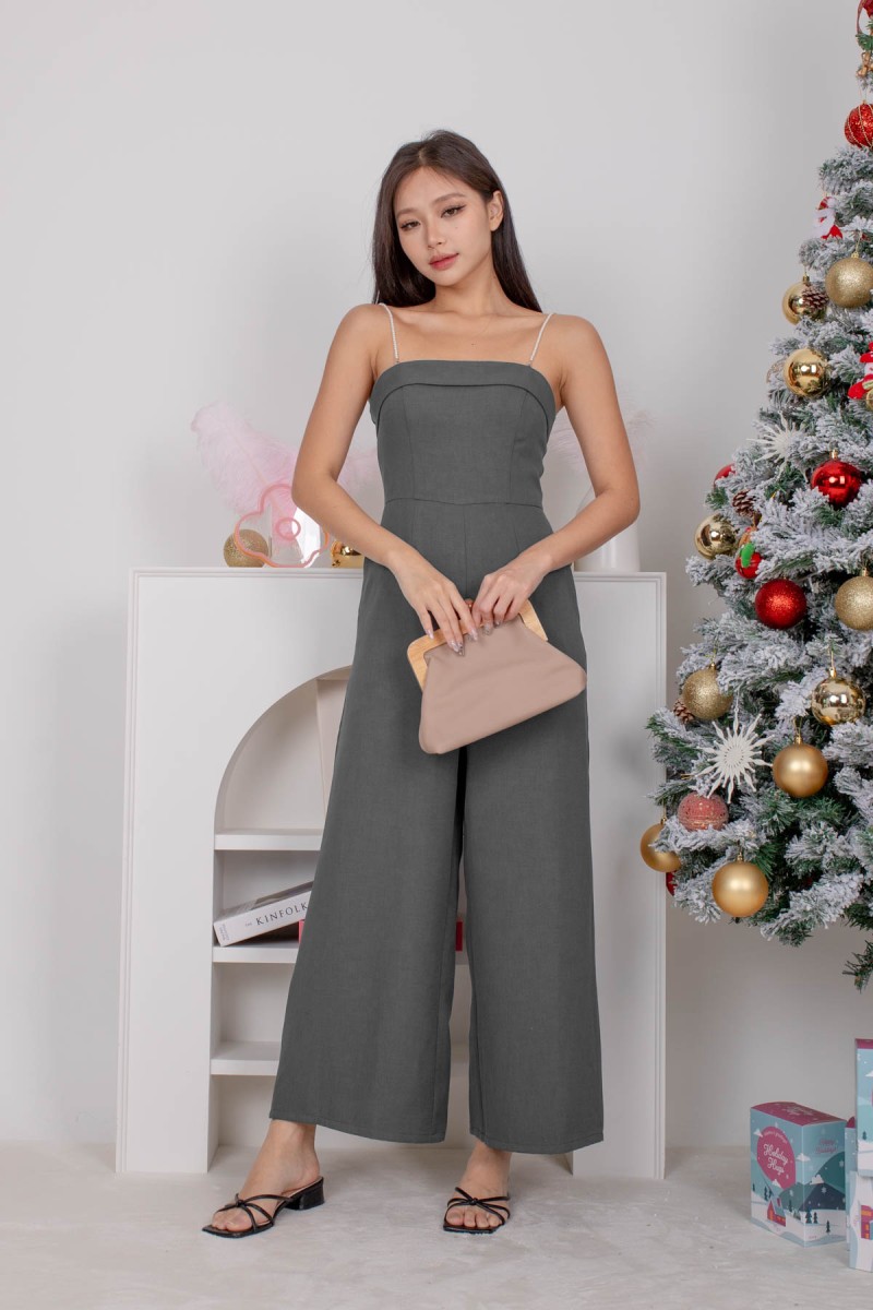 Taiga Pearl Padded Jumpsuit in Grey