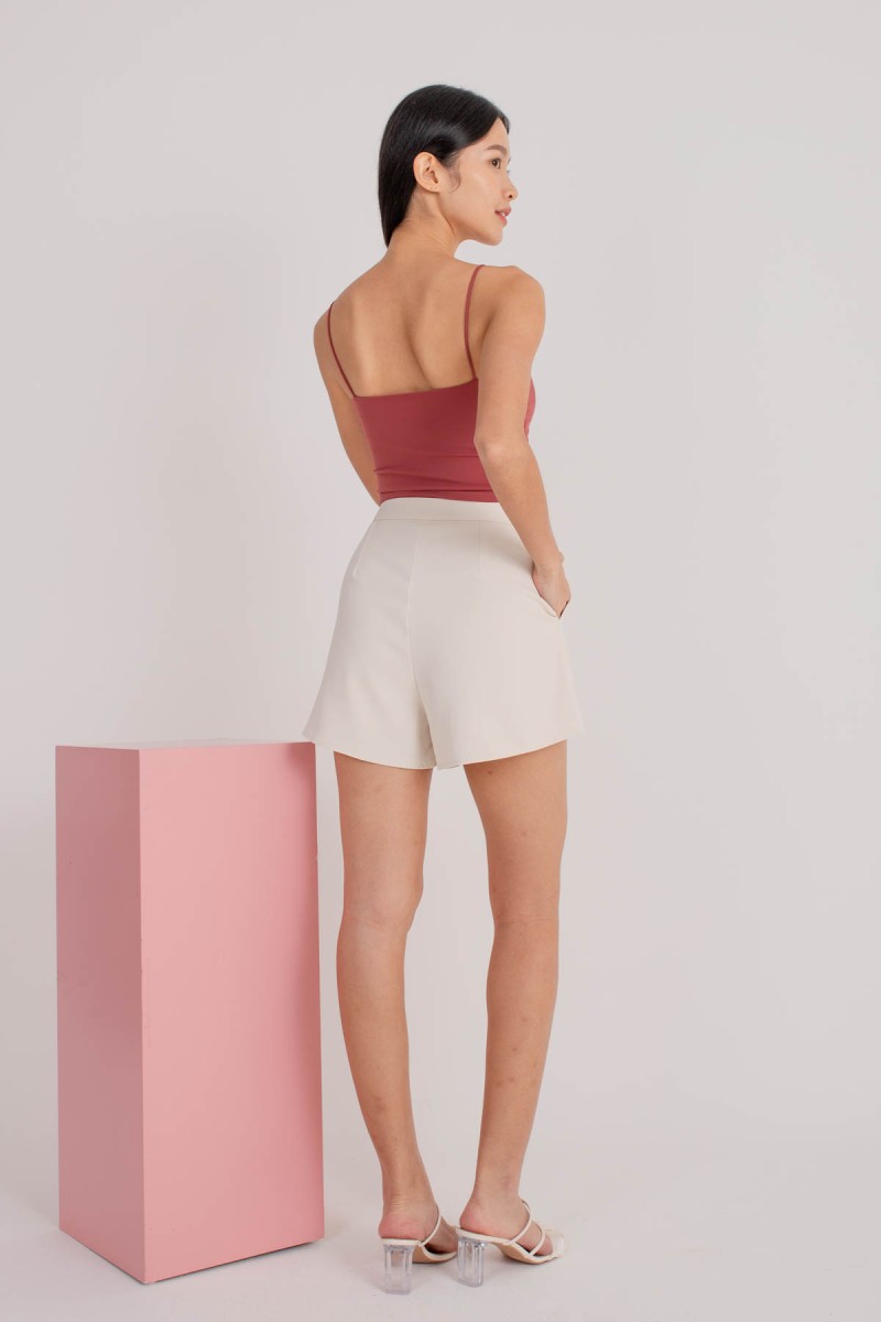 No Limits Tailored A-Line Shorts in Cream