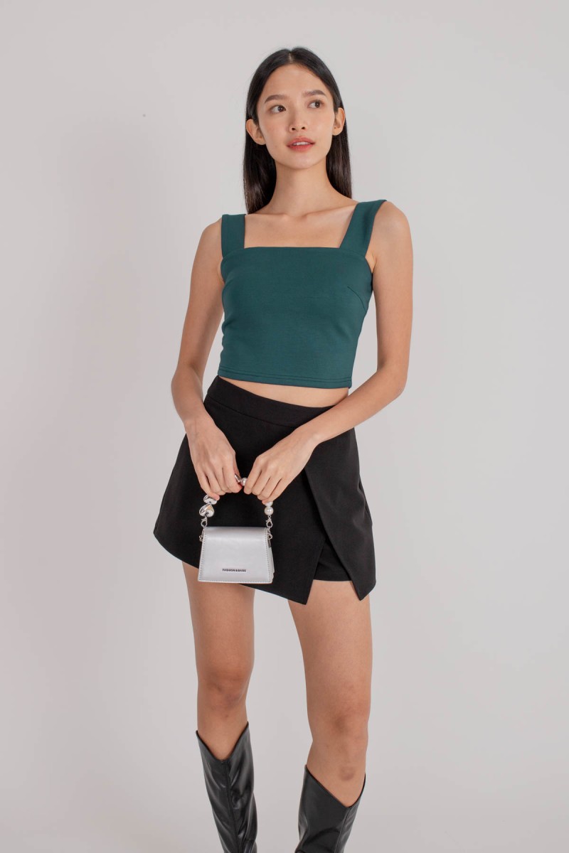 Division Straight Neck Crop Top in Teal