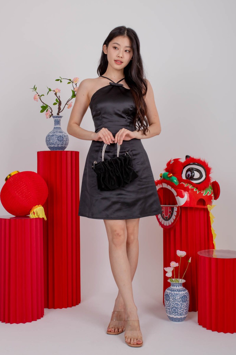 Yoona Halter Dress in Black