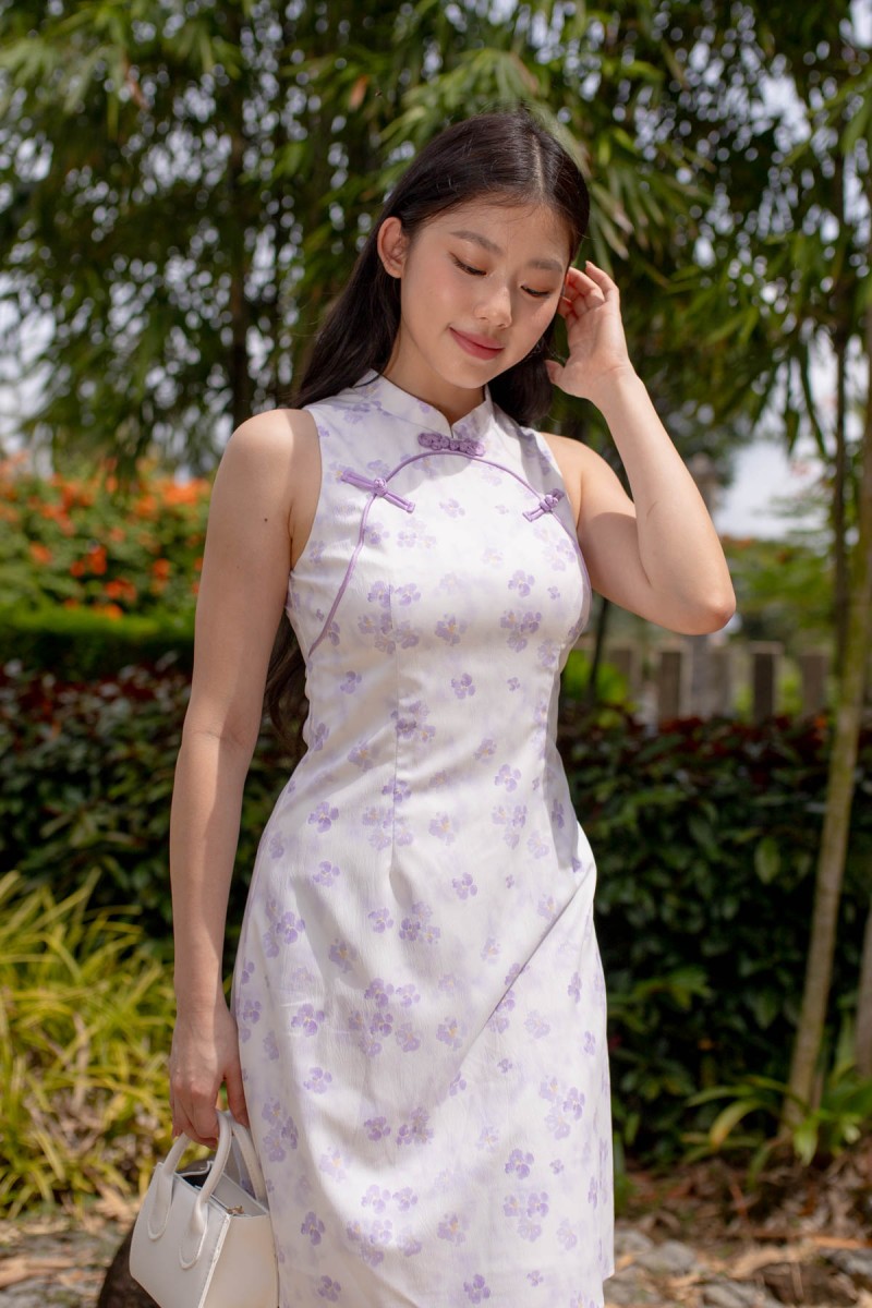 Renewal Floral Cheongsam in Purple