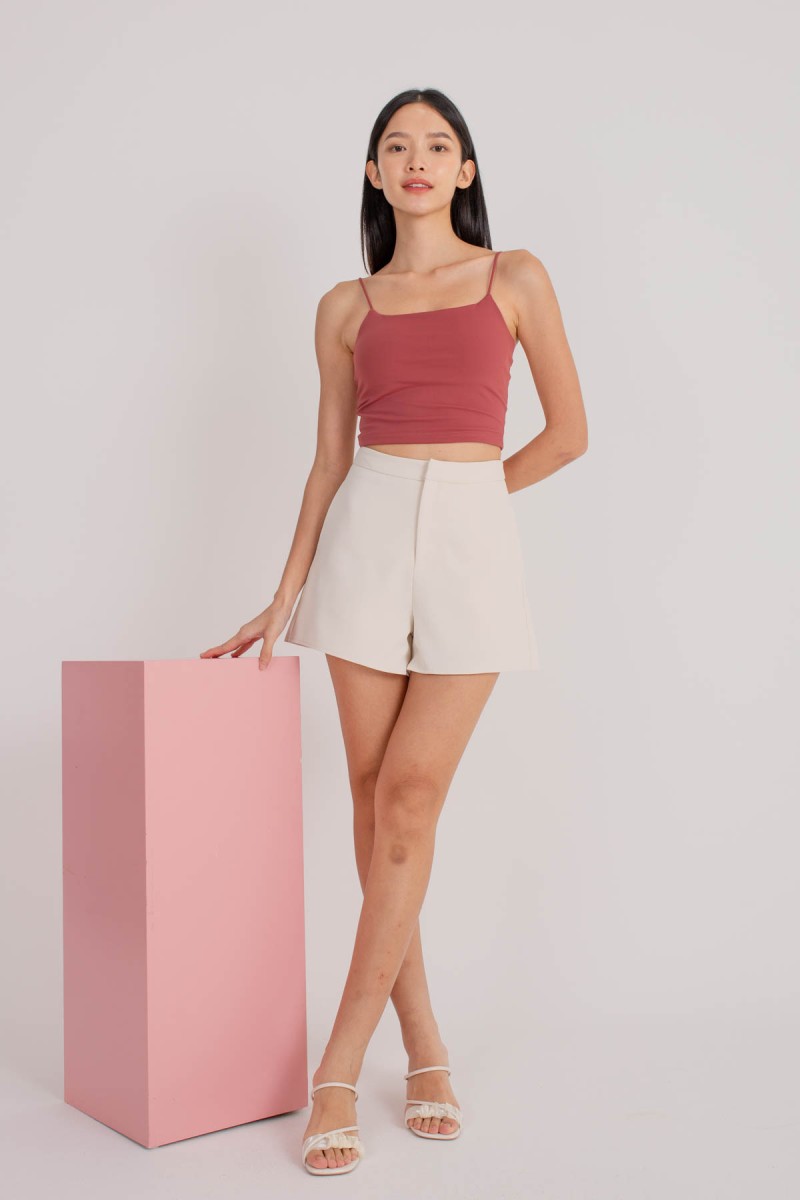 RESTOCK7: Niko Padded Basic Top in Dusty Rose