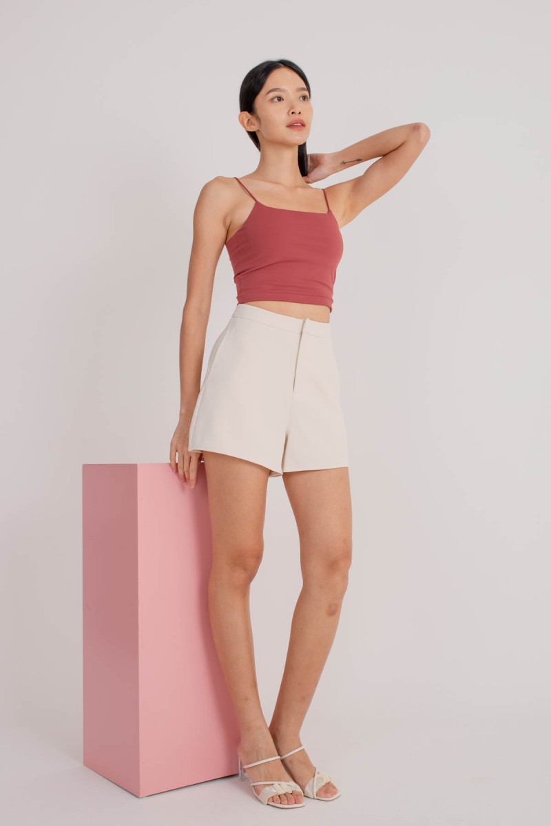 RESTOCK7: Niko Padded Basic Top in Dusty Rose