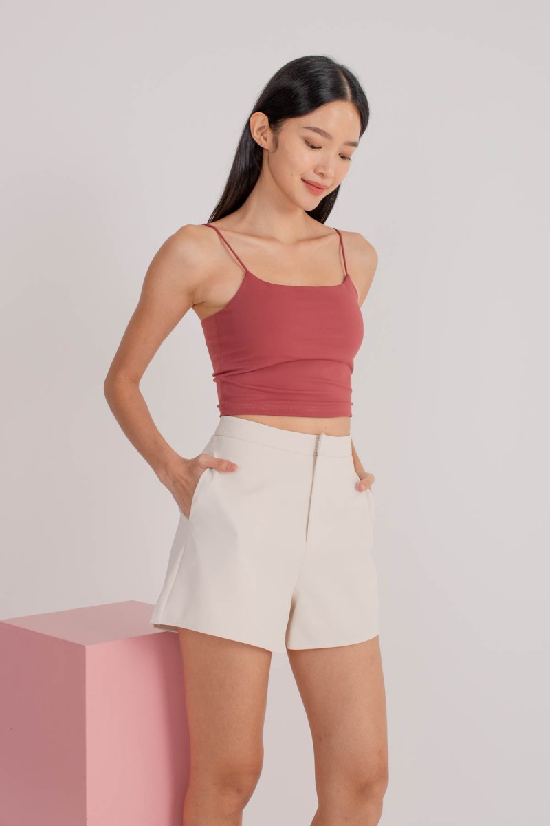 RESTOCK7: Niko Padded Basic Top in Dusty Rose