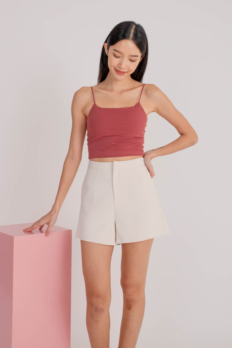 RESTOCK5: Niko Padded Basic Top in Dusty Rose