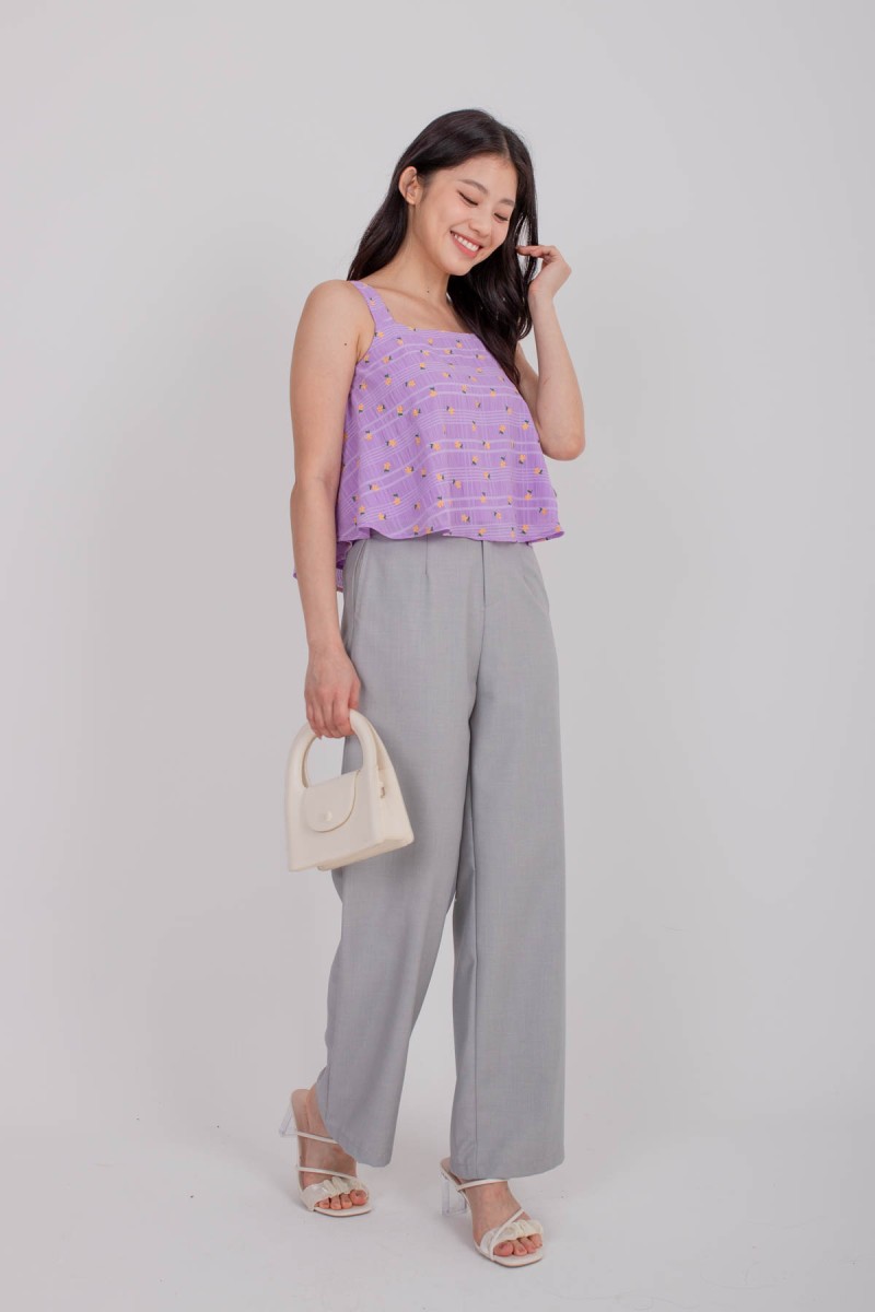 Hua Floral Flare Top in Lilac
