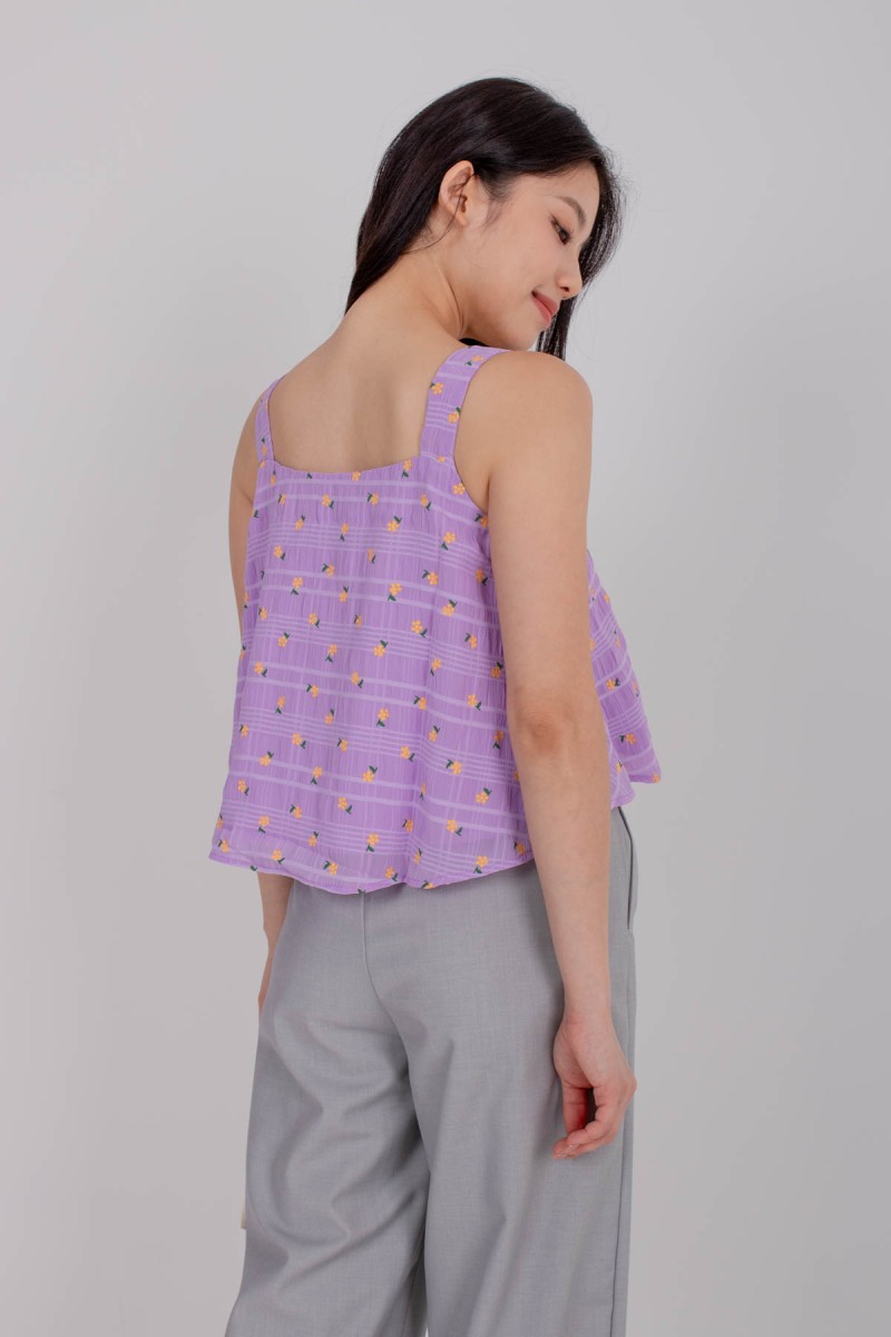 Hua Floral Flare Top in Lilac