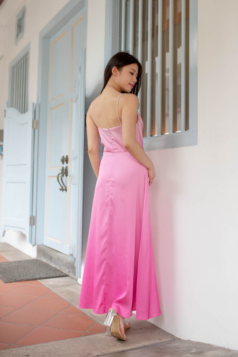 Anthea Ombre Cowl Maxi Dress in Pink