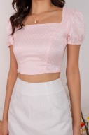 RESTOCK: Eun Embossed Cut-Out Top in Pink