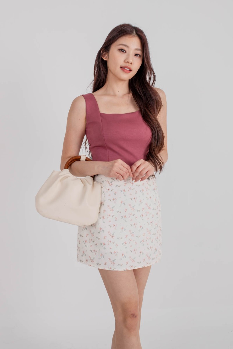 RESTOCK: Made Simple Square Neck Top in Rose