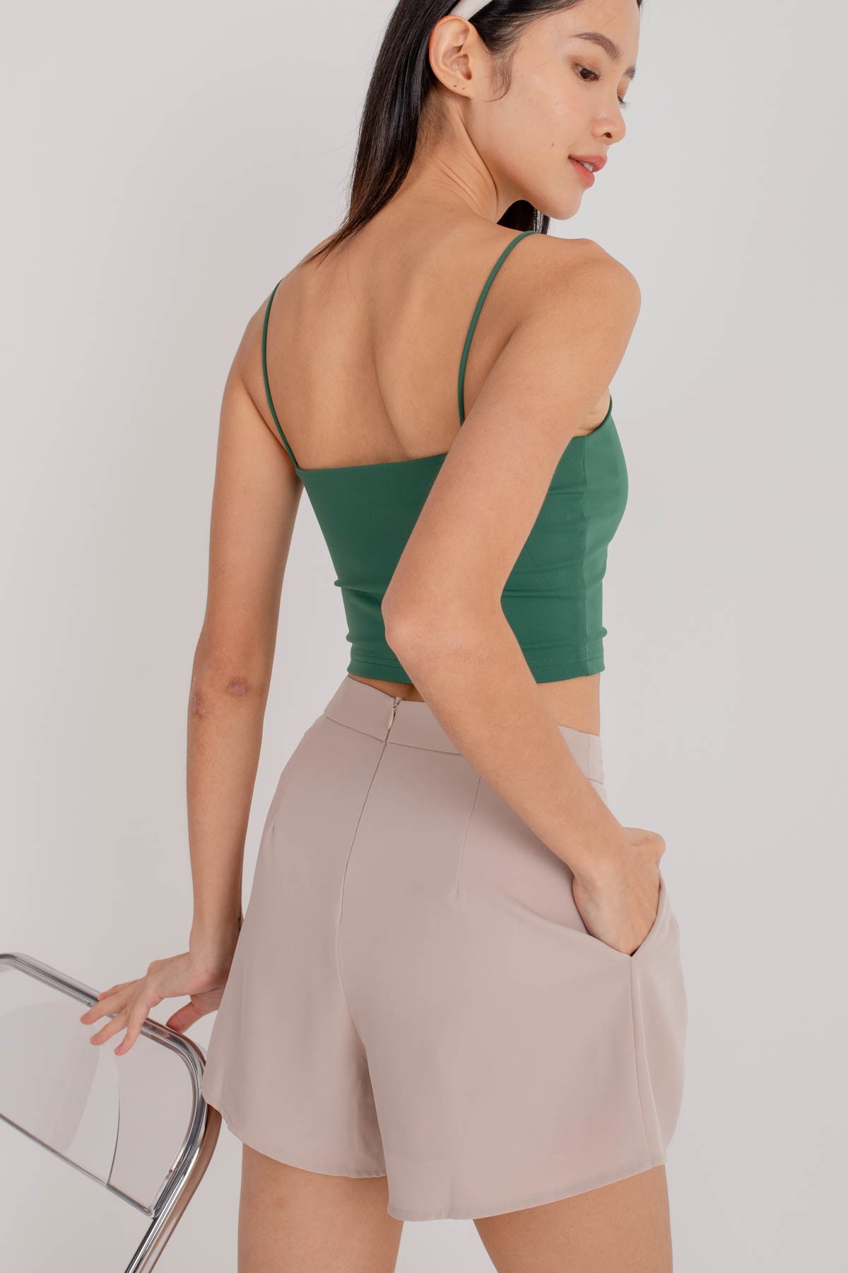 BACKORDERS3: Niko Padded Basic Top in Emerald