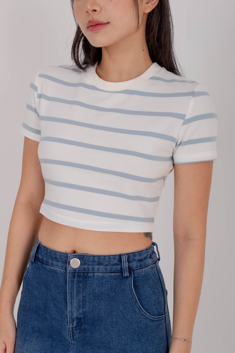 Zenith Striped Tee in Baby Blue