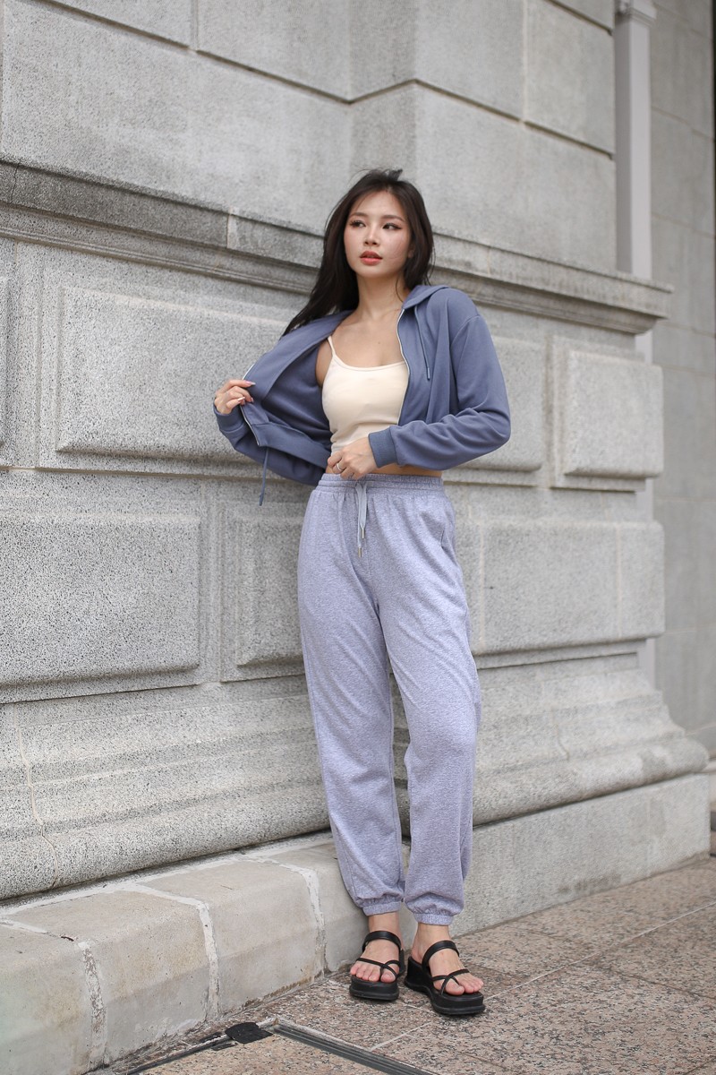 Chill Out Cropped Hoodie in Slate Blue