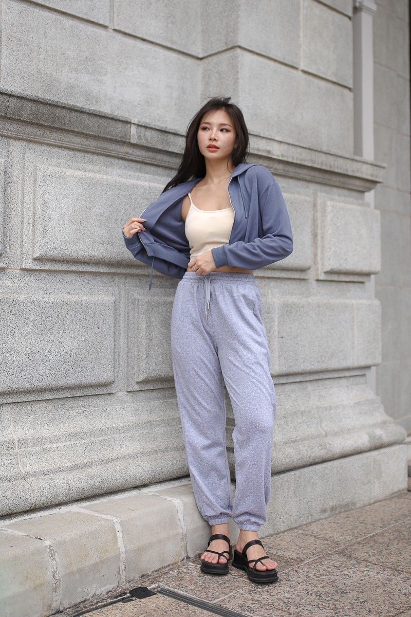 RESTOCK: Chill Out Cropped Hoodie in Slate Blue