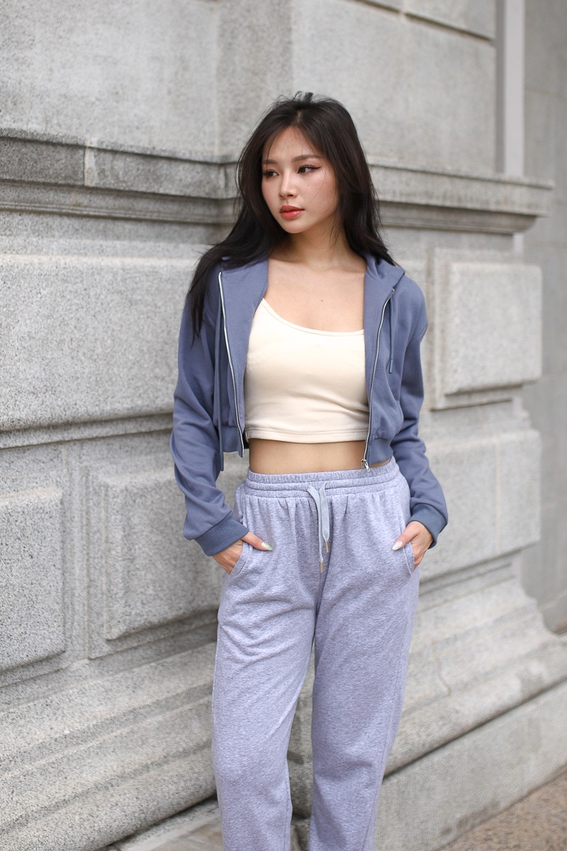 RESTOCK: Chill Out Cropped Hoodie in Slate Blue