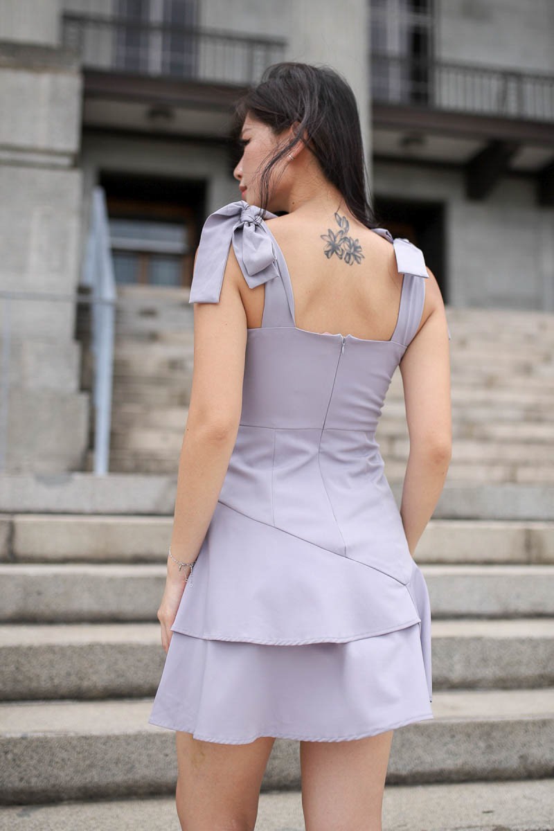 Kaelani Tie-Strap Dress in Lilac