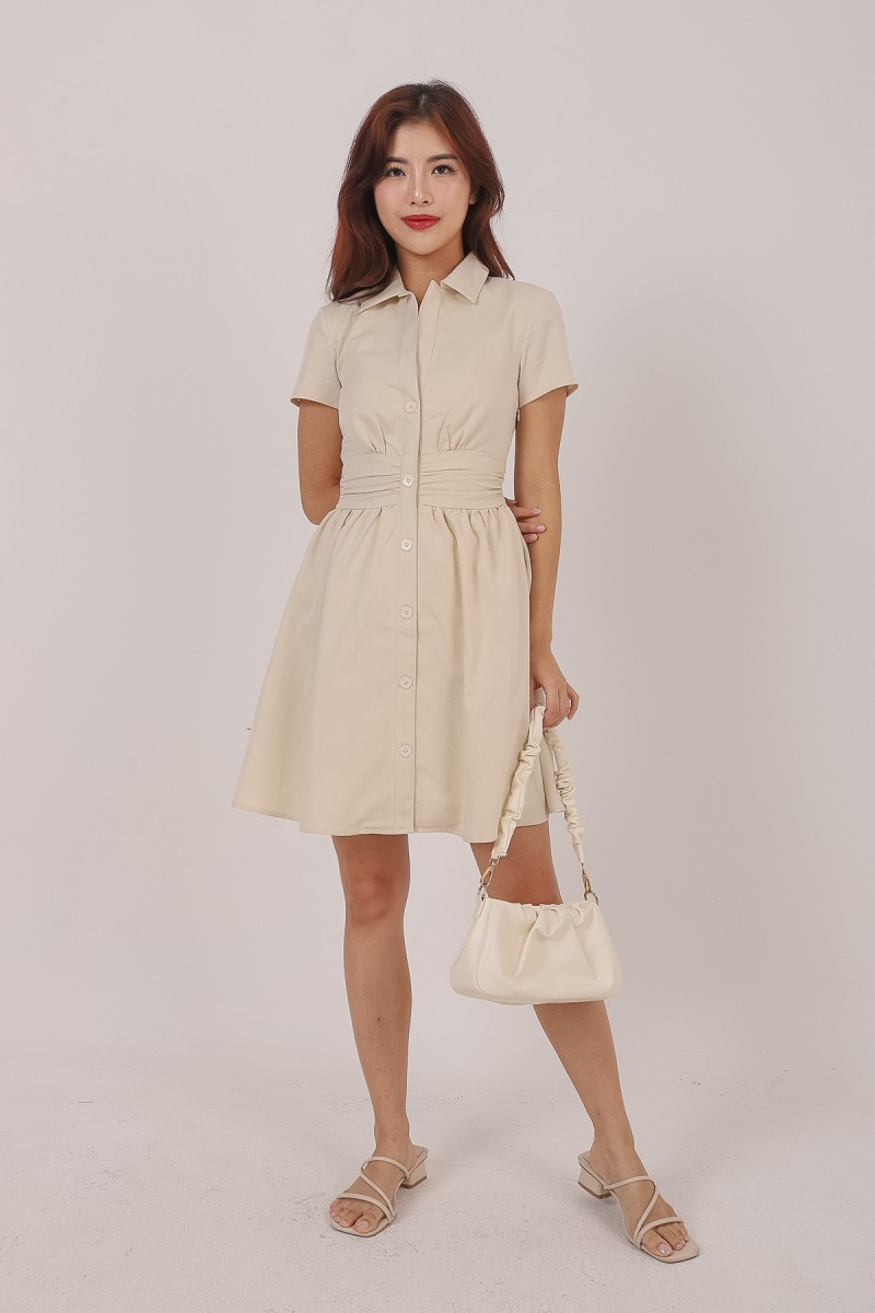 Gracelyn Collared Dress in Sand