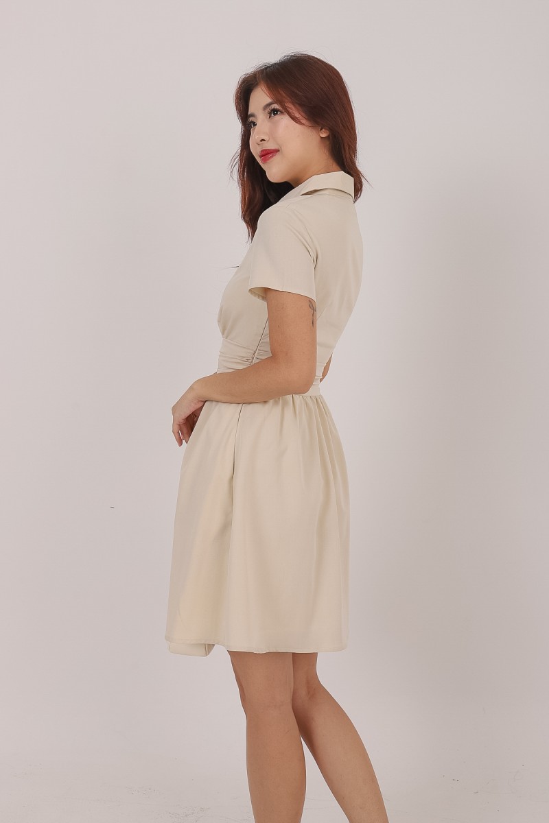Gracelyn Collared Dress in Sand