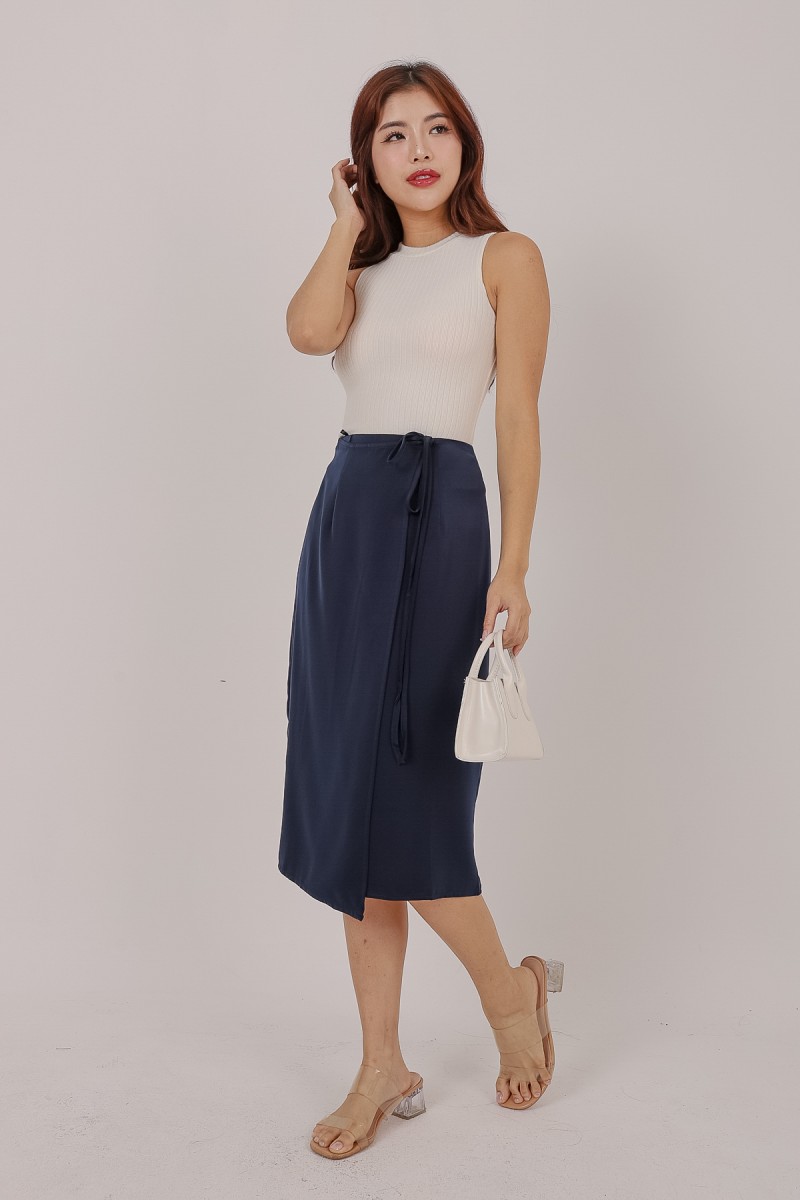 Melodia Wrap Skirt in Navy