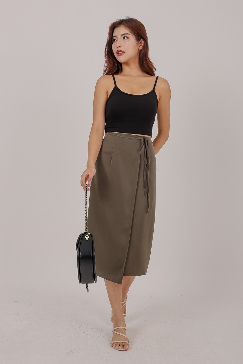 Melodia Wrap Skirt in Olive