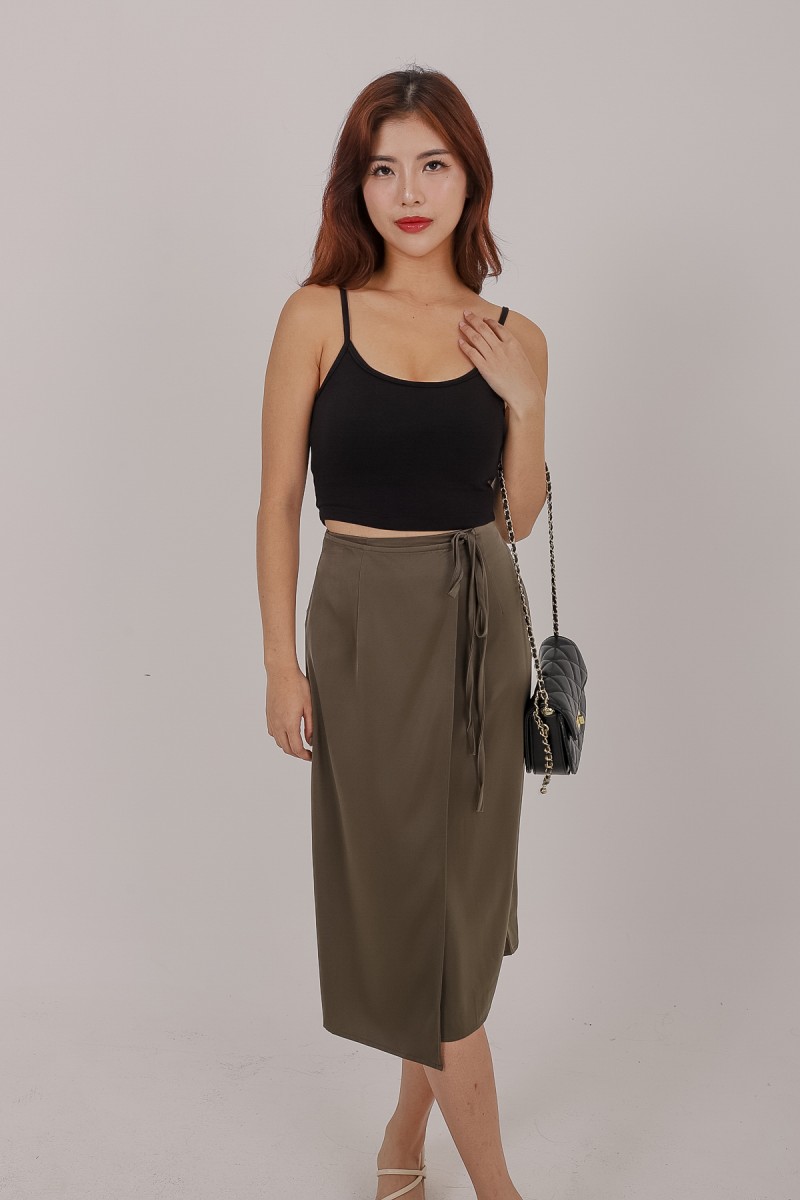 Melodia Wrap Skirt in Olive