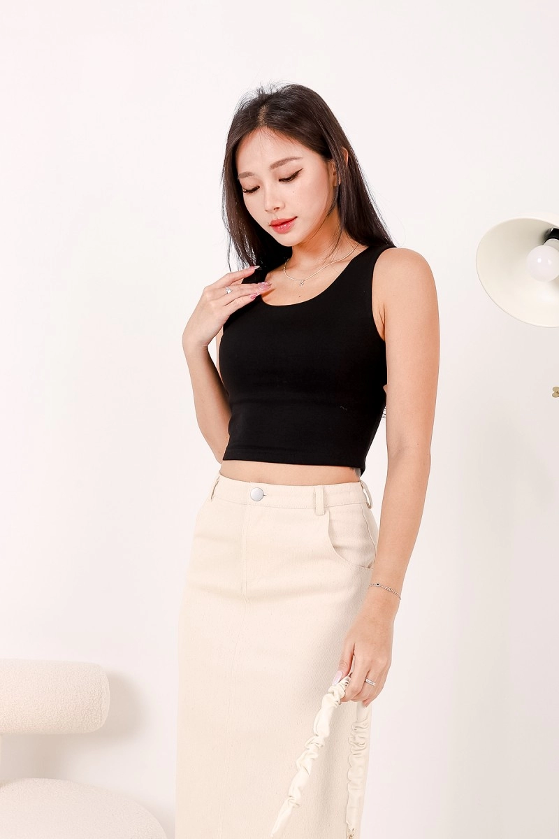 Melody Puff Sleeve Square Neck Crop Top 11284#