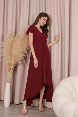 RESTOCK4: Ayless Sleeved Knot Maxi in Wine