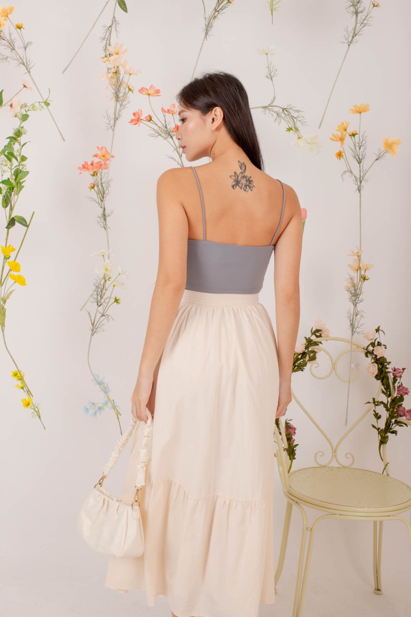 Vern Two Tiered Maxi Skirt in Beige