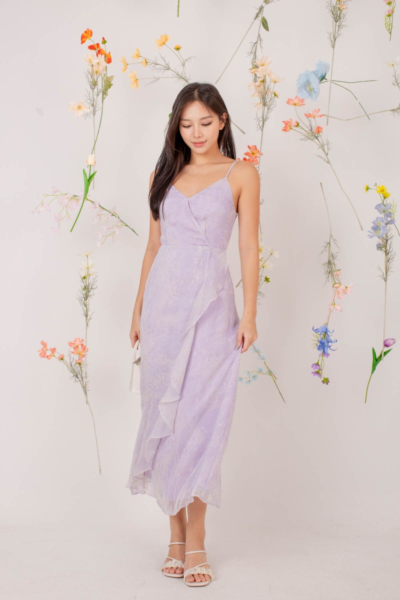 Ilan V-Neck Wrap Dress in Purple