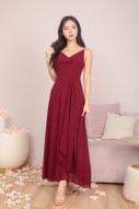 RESTOCK6: Zoie Cowl Maxi Dress in Wine Red
