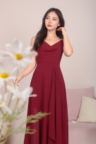 RESTOCK7: Zoie Cowl Maxi Dress in Wine Red