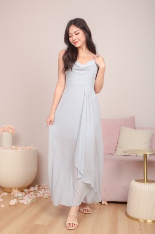 RESTOCK7: Zoie Cowl Maxi Dress in Platinum