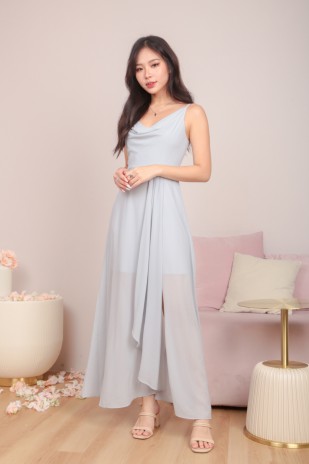 RESTOCK7: Zoie Cowl Maxi Dress in Platinum