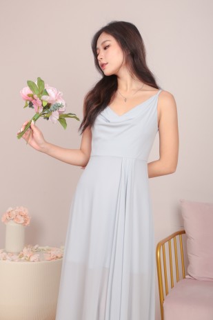 RESTOCK6: Zoie Cowl Maxi Dress in Platinum
