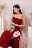 RESTOCK6: Liessa Ruched Twist Maxi in Wine