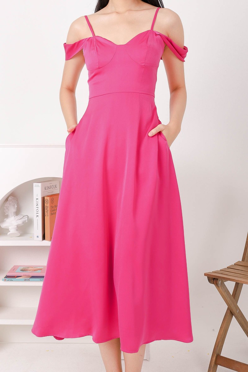 Larisa Bustier A-line Dress in Fuchsia