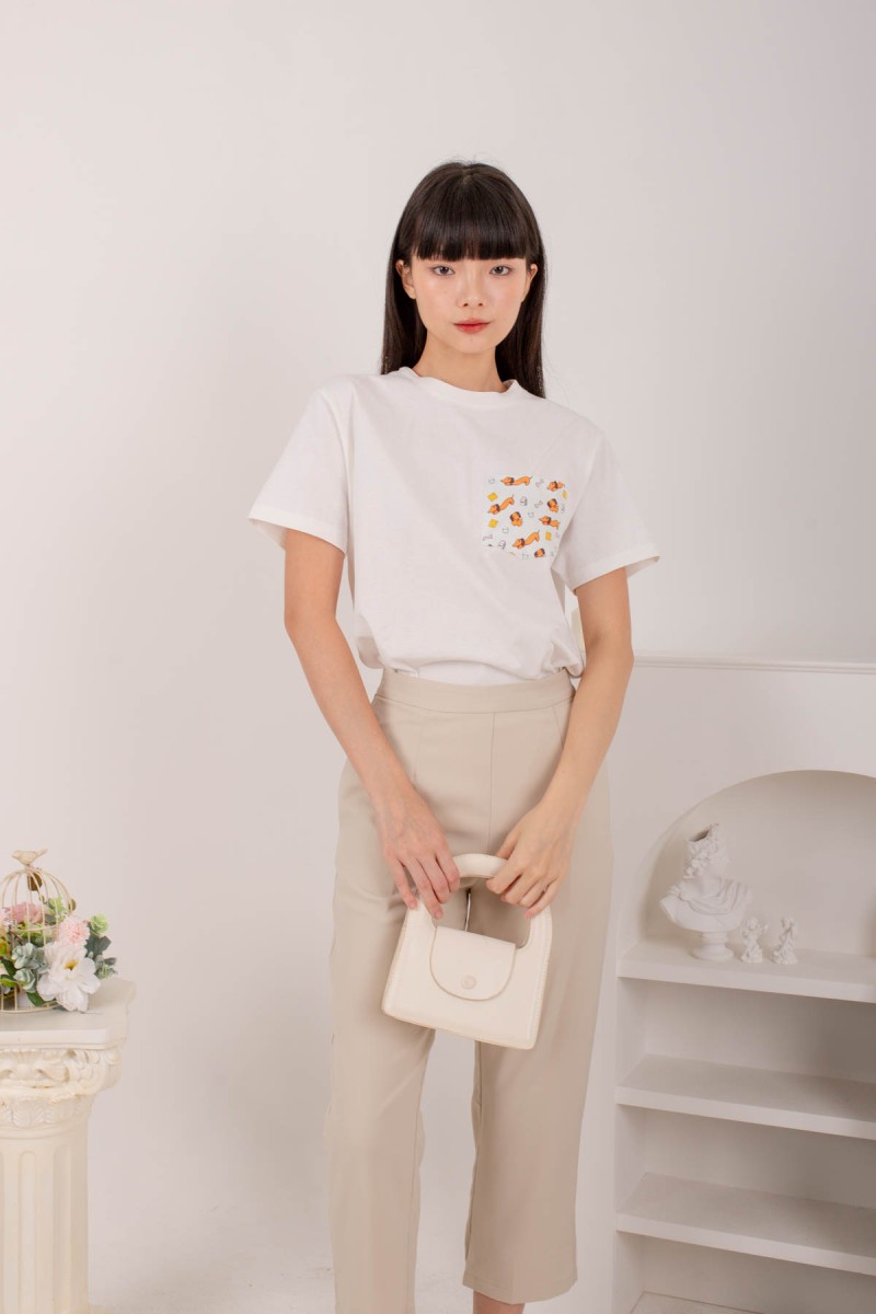 Waru Unisex Pocket T-Shirt in White