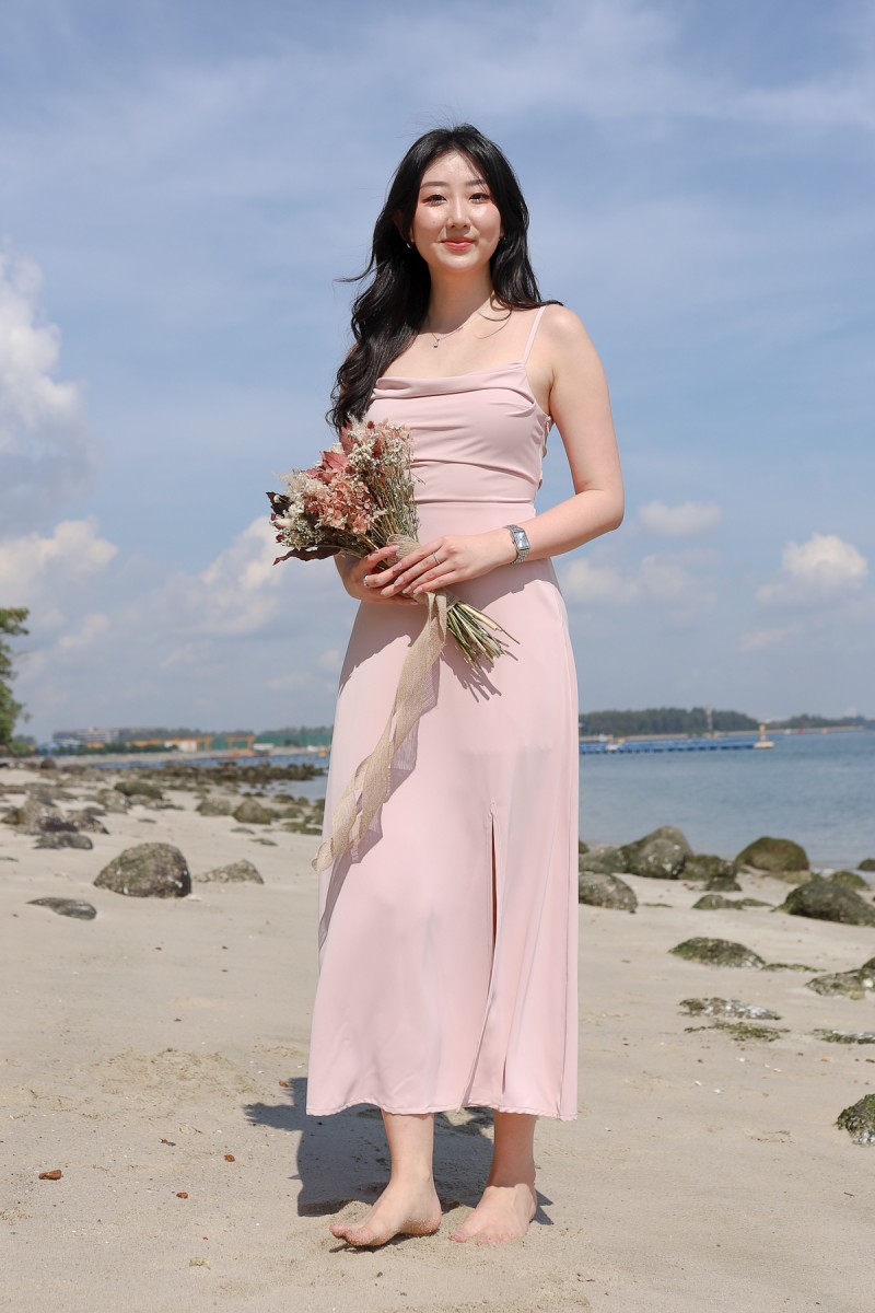 RESTOCK6: Liessa Ruched Twist Maxi in Pink