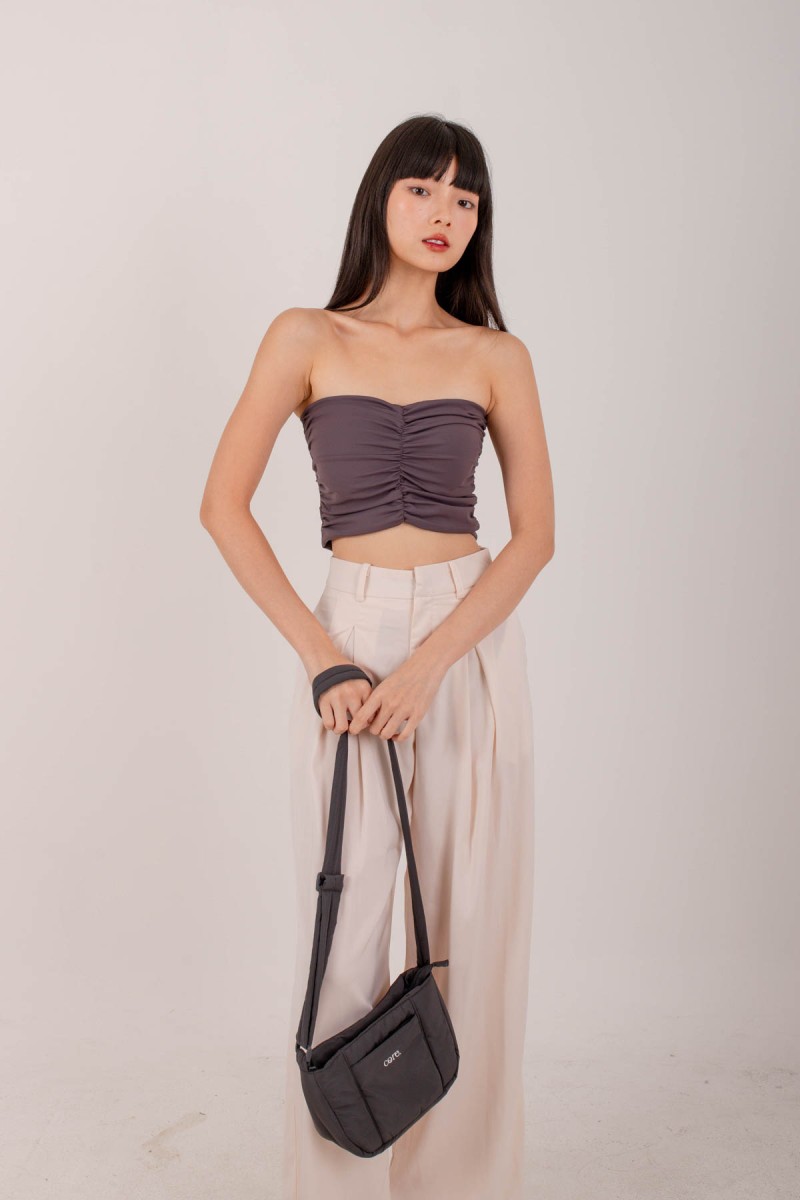 Kayley Ruched Tube Top in Graphite