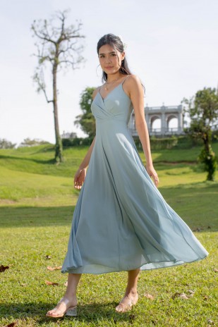 RESTOCK9: Yasmin Wrap Maxi Dress in Sky