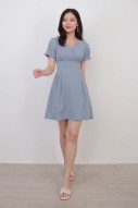 Audrey Wrap Dress in Steel Blue (MY)