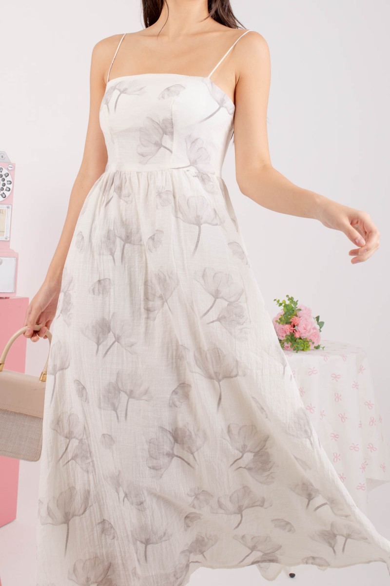 Zena Floral Maxi Dress in Grey