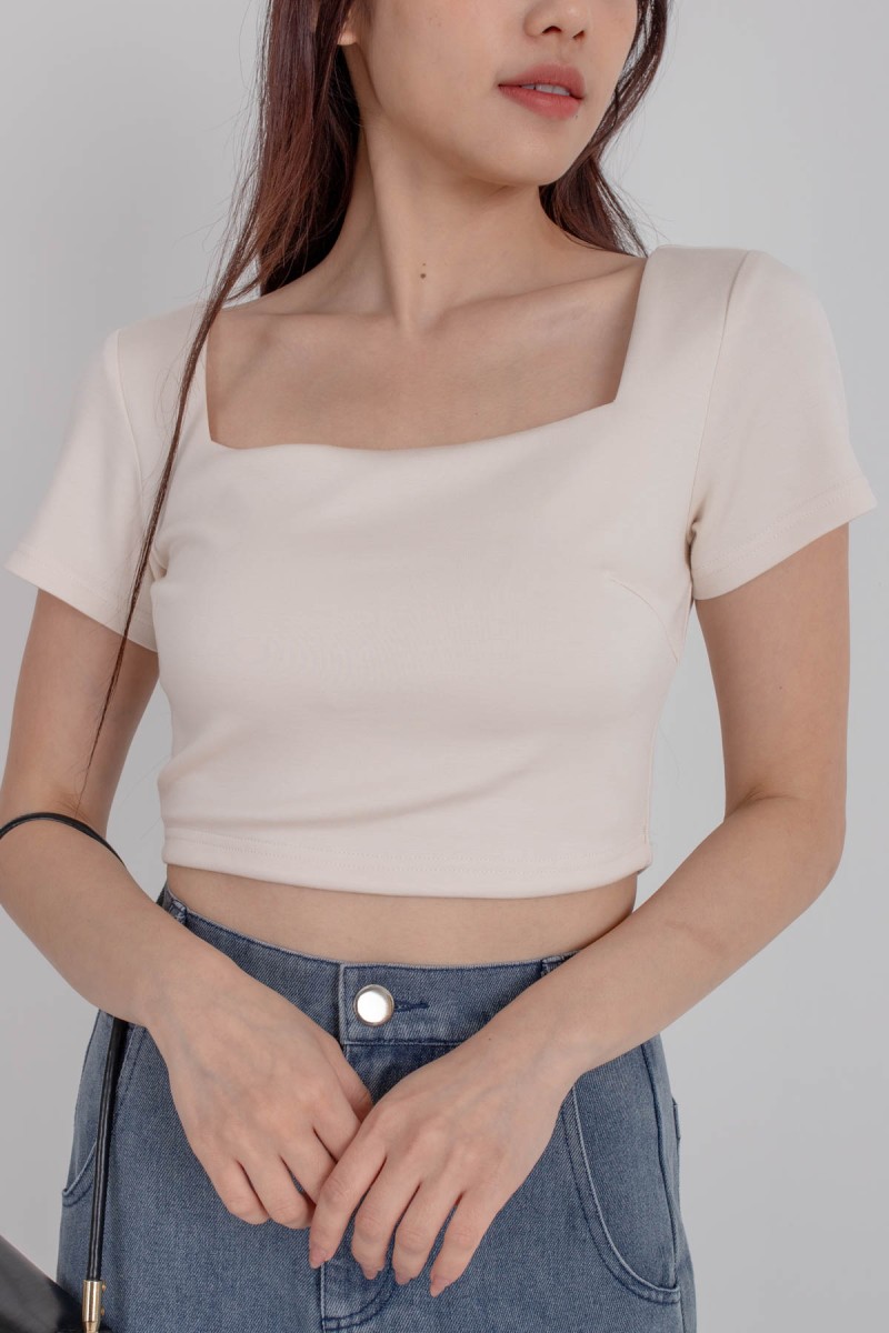 RESTOCK3: Dynamics Square-Neck Crop Top in Cream