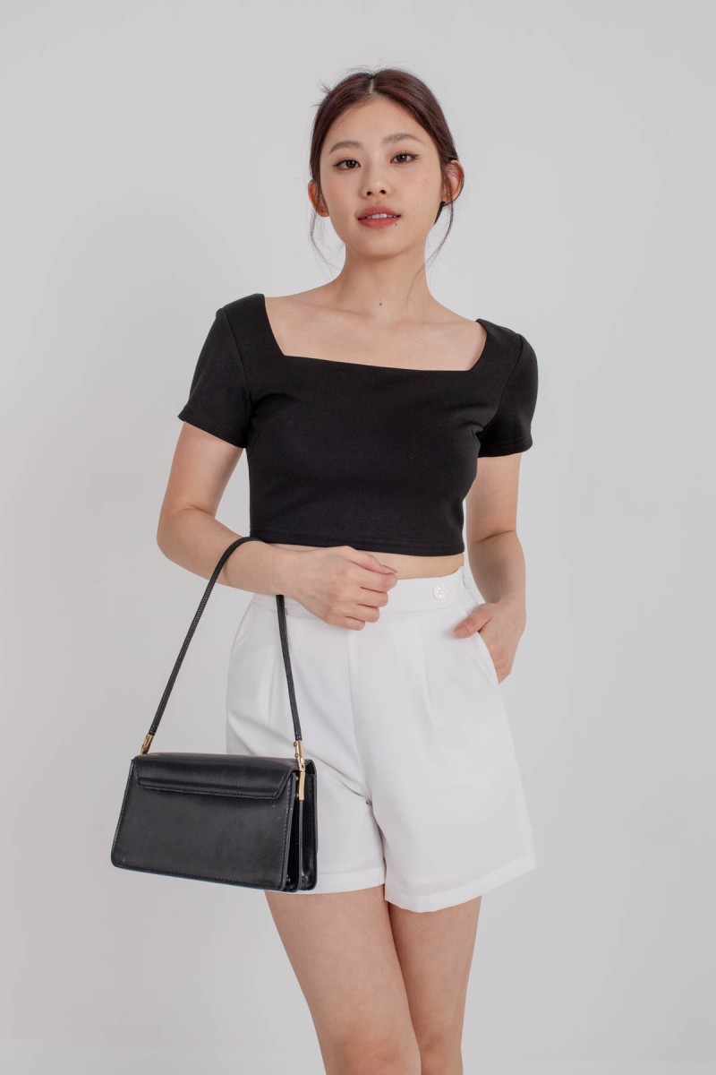RESTOCK3: Dynamics Square-Neck Crop Top in Black