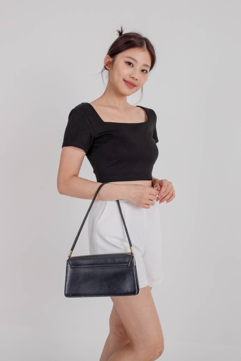 RESTOCK3: Dynamics Square-Neck Crop Top in Black